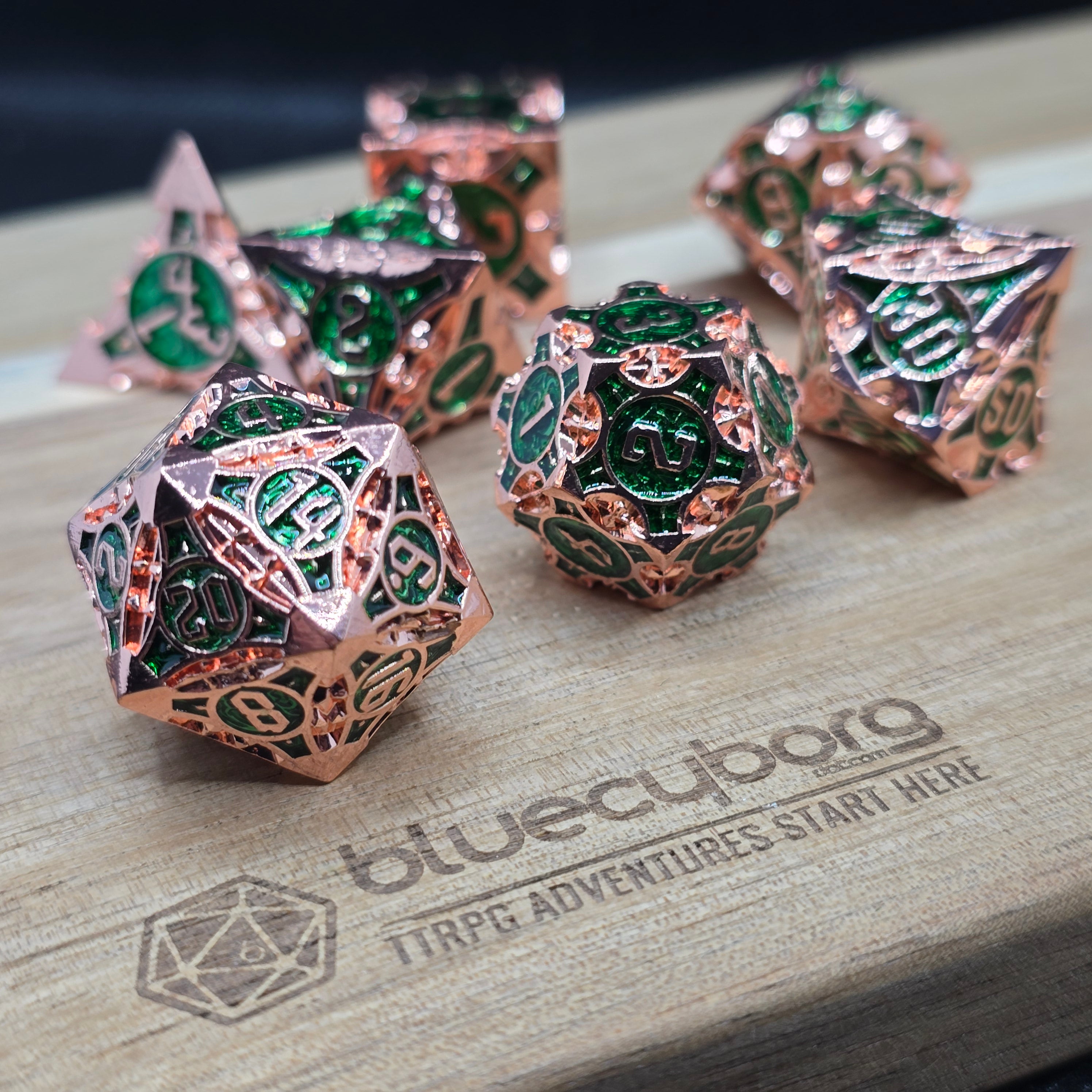 Morning Star - Red Copper Green - Metal Dice Set
