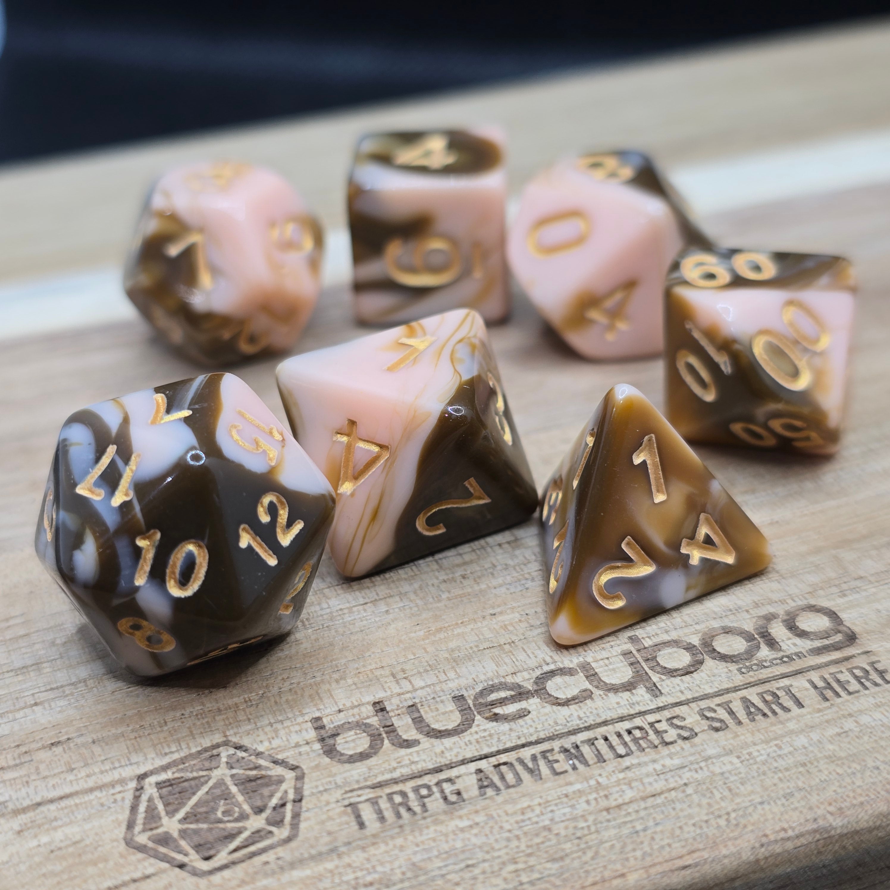 Swirled Caramel - Acrylic Dice Set