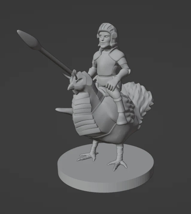 Halfling Cavalier with War Chicken - 28mm Scale Miniature