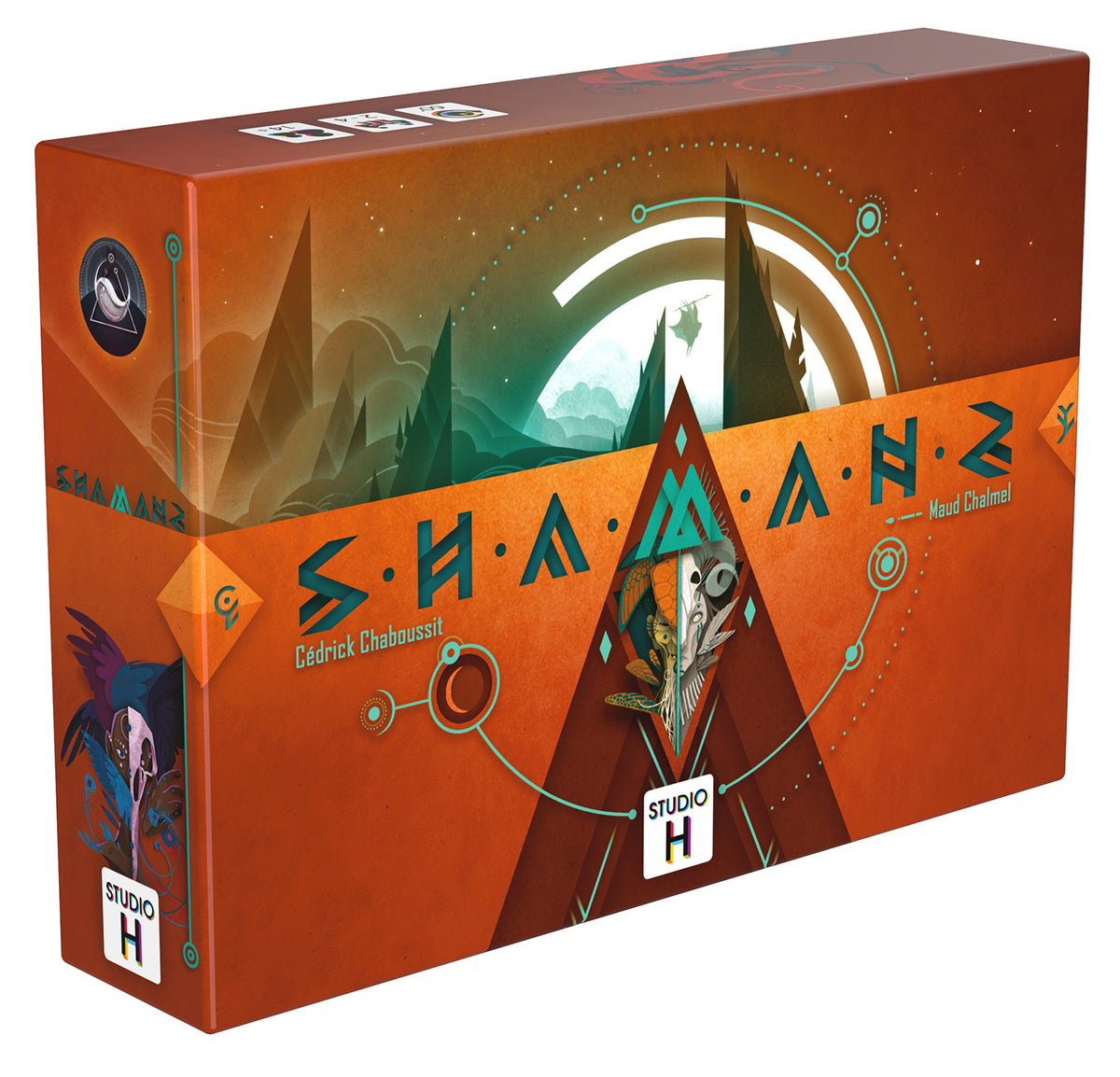 Shamans hidden role trick-taking card game box