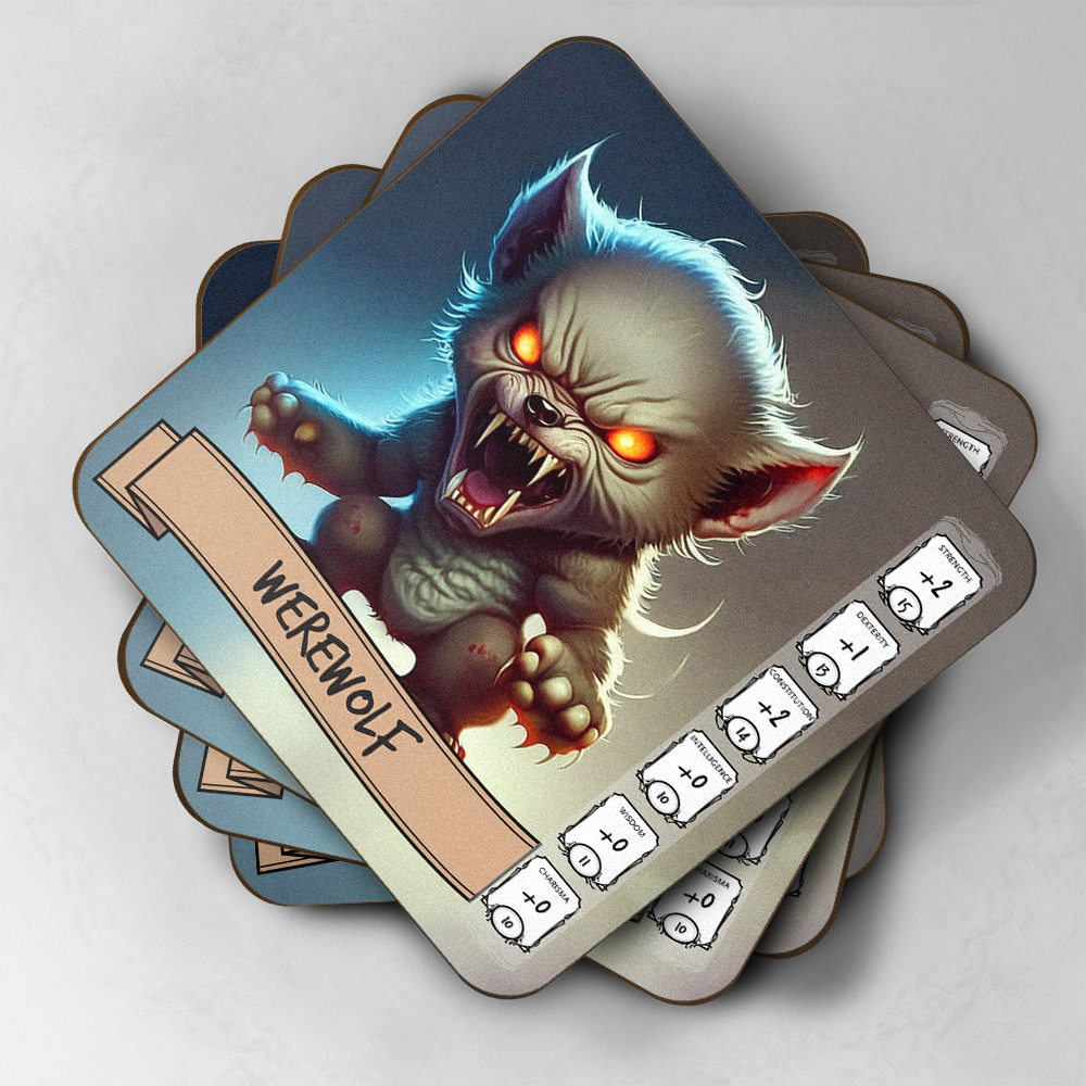 5e Monster Stats Coaster - Warewolf