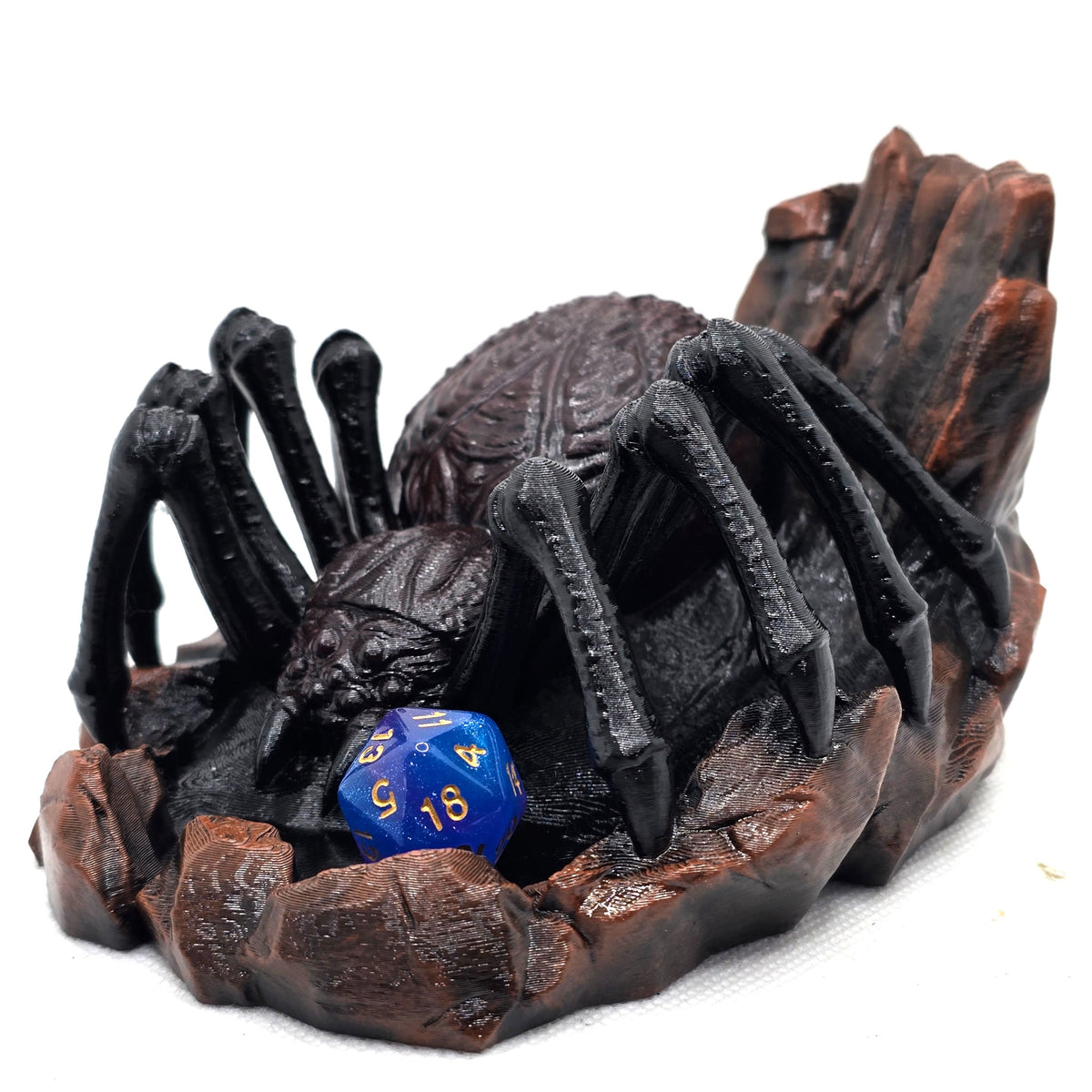 Webspinner Dice Tower in hand painted dark spider finish