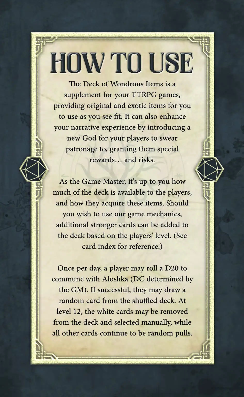 The Deck of Wondrous Items – 78 Fully Illustrated DnD 5e Tarot-sized Item/Lore RPG Cards