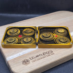 Wyrmhold Dial antique gold open with seven RPG dice dials