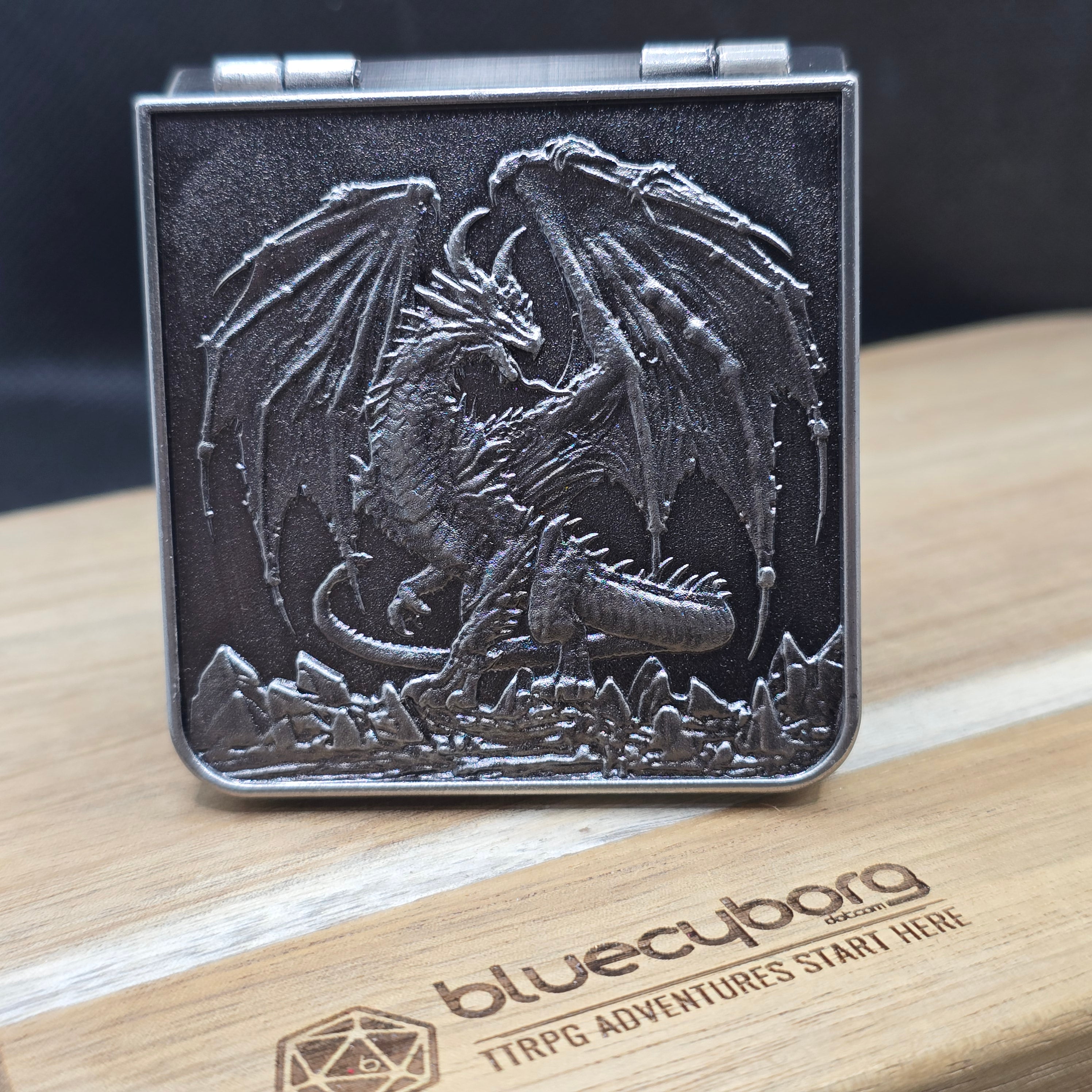 Wyrmhold Dial closed dragon metal RPG dice spinner case