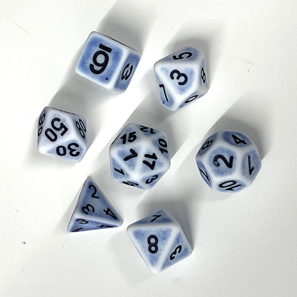 D20 Polyhedral 7 Piece Dice Set - Ancient - Cerulean Blue