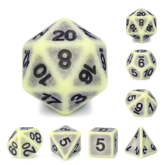 D20 Polyhedral 7 Piece Dice Set - Ancient - Yellow Apatite