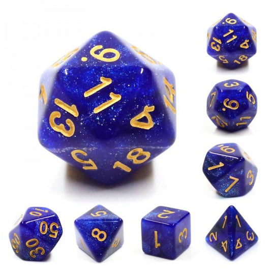 D20 Polyhedral 7 Piece Dice Set - Mythic - Blue Galaxy