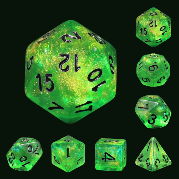 D20 Polyhedral 7 Piece Dice Set - Mythic - Forest Green