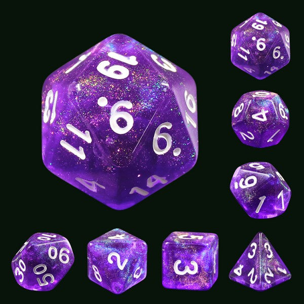 D20 Polyhedral 7 Piece Dice Set - Mythic - Diamond Purple