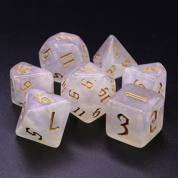 Chaos Font Dice Set - Thousand Stars Dice Set - Gold font