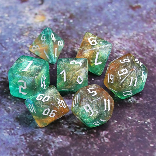 D20 Polyhedral 7 Piece Dice Set - Chaos Font - Mythic - Tranquil World