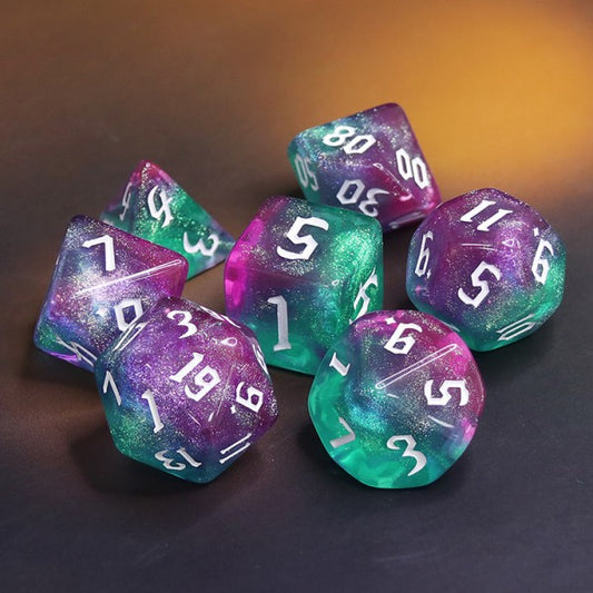 D20 Polyhedral 7 Piece Dice Set - Chaos Font - Mythic - Magic Wand