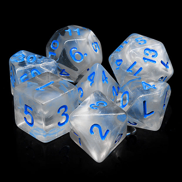 D20 Polyhedral 7 Piece Dice Set - Elemental - Gem - Winter Waltz