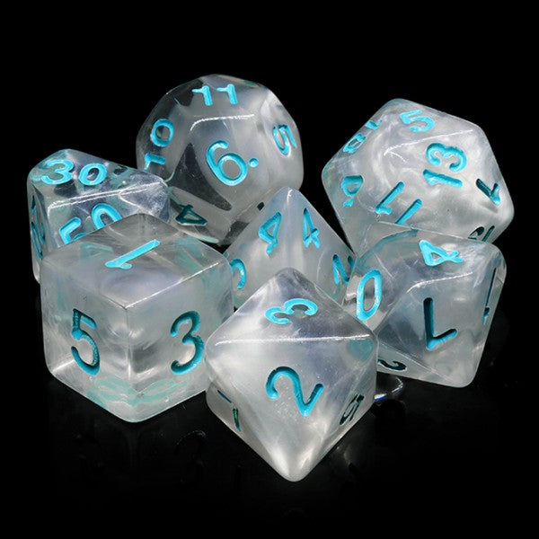 D20 Polyhedral 7 Piece Dice Set - Elemental - Gem - Frozen Heat