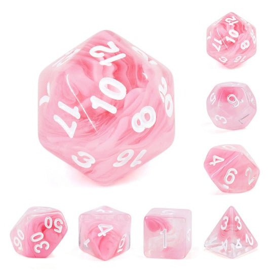 Elemental Dice Set - Gem Dice Set -  Pink Rose