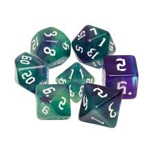 D20 Polyhedral 7 Piece Dice Set - Chaos Font - Green Goblins