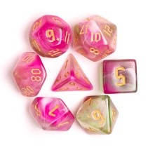 D20 Polyhedral 7 Piece Dice Set - Chaos Font - Marblized - Superbloom