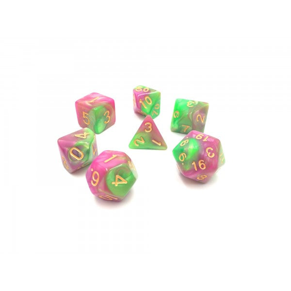 D20 Polyhedral 7 Piece Dice Set - Elemental - Rose Green