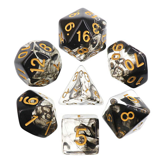 Elemental Dice Set - Gem Dice Set -  Dark Cloud Black