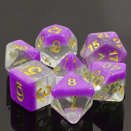 Snowglobe Dice Set - Violet Sunset