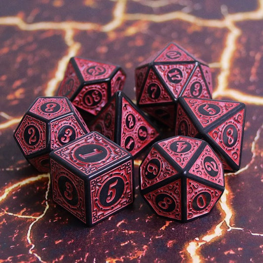 D20 Polyhedral 7 Piece Dice Set - Magic Flame - Red