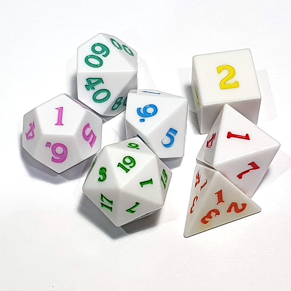 D20 Polyhedral 7 Piece Dice Set - Sharp Edge - Easter Eggs