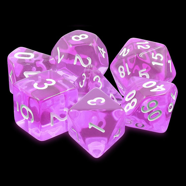 D20 Polyhedral 7 Piece Dice Set - Gem - Tyrian Purple