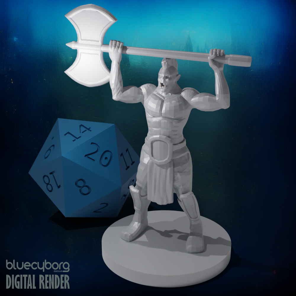 Half Orc Barbarian Raging 28mm Scale Miniature