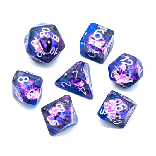 D20 Polyhedral 7 Piece Dice Set - UDIXI Entombed - Demon Eye - Purple