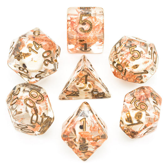 D20 Polyhedral 7 Piece Dice Set - UDIXI Entombed - Skull - Copper
