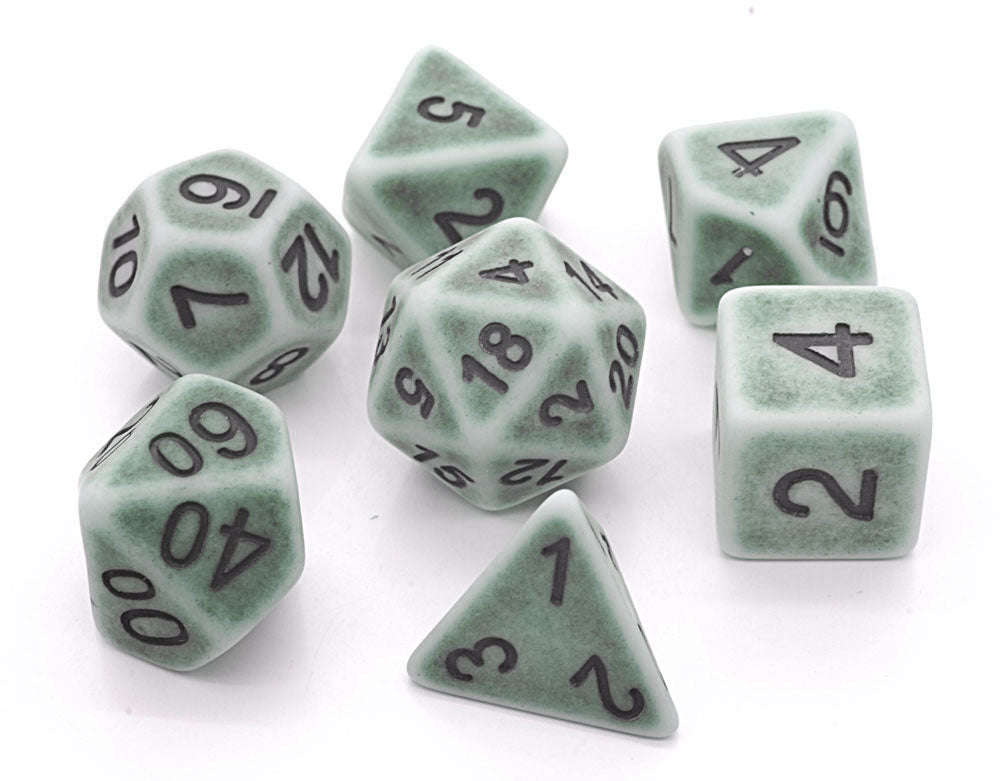 D20 Polyhedral 7 Piece Dice Set - Ancient - Green