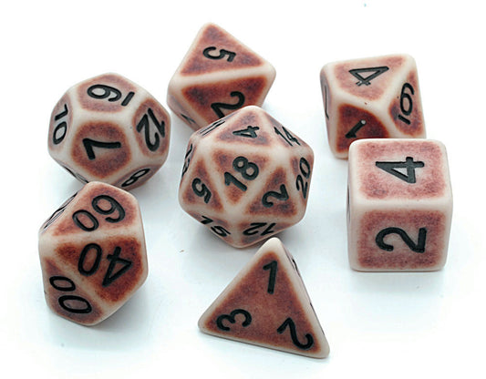 D20 Polyhedral 7 Piece Dice Set - Ancient - Red