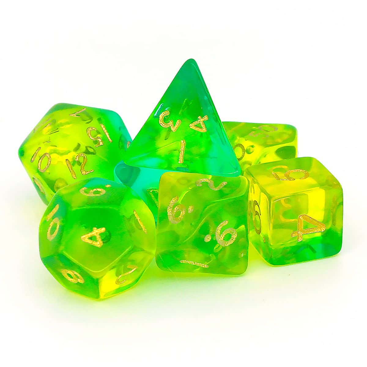 D20 Polyhedral 7 Piece Dice Set - Blitz -Green Aqua