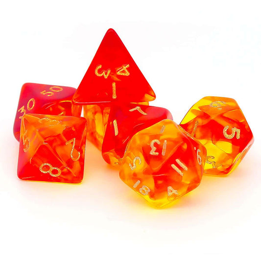 D20 Polyhedral 7 Piece Dice Set - Blitz -Red