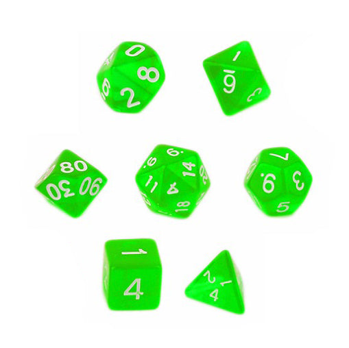 D20 Polyhedral 7 Piece Dice Set - Gem - Light Green