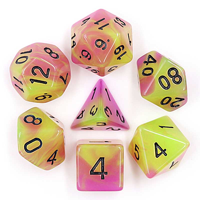 Glow In The Dark Dice Set - Purple / Yellow