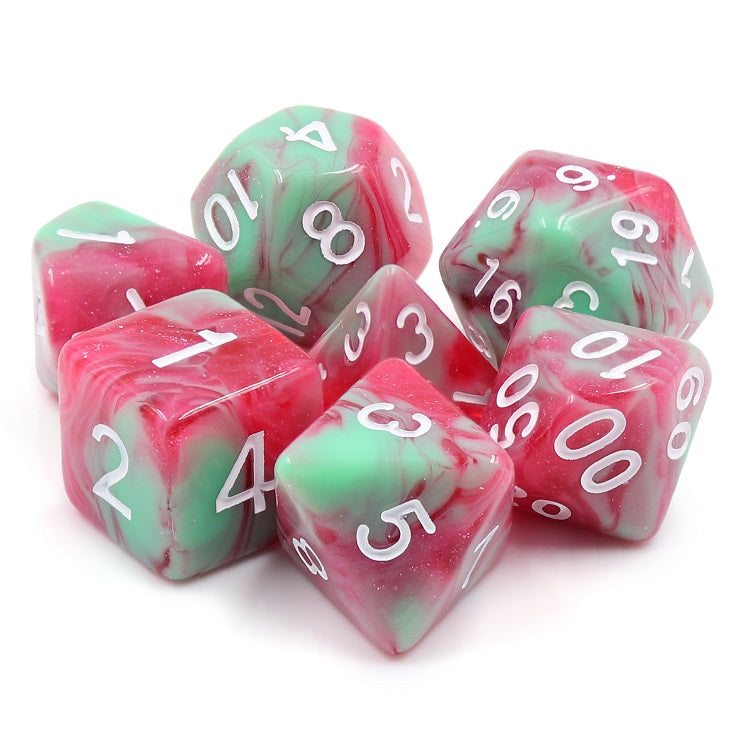 D20 Polyhedral 7 Piece Dice Set - Mythic - Strawberry Creme