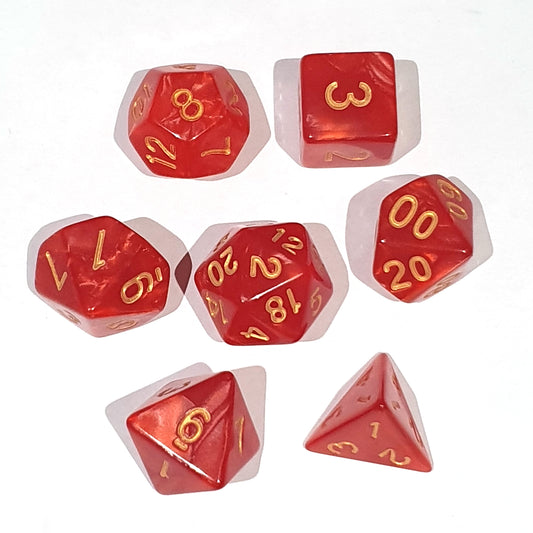 Pearl Dice Set - Red/Gold