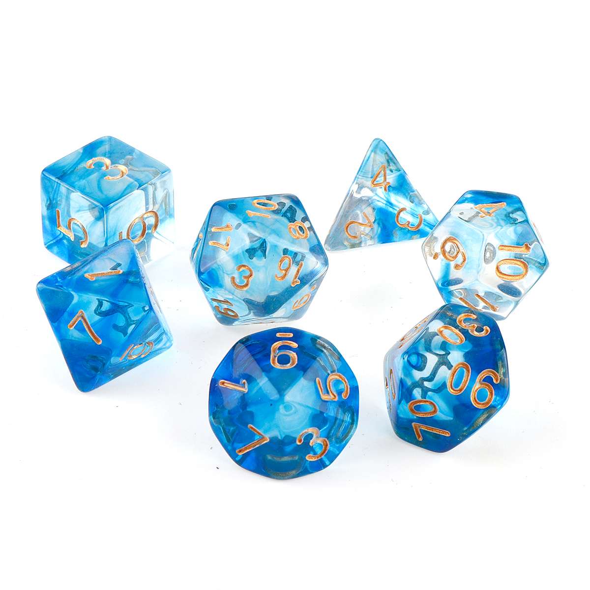 D20 Polyhedral 7 Piece Dice Set - Storm -  Blue