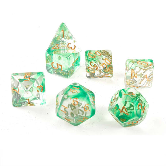 D20 Polyhedral 7 Piece Dice Set - Storm -  Green