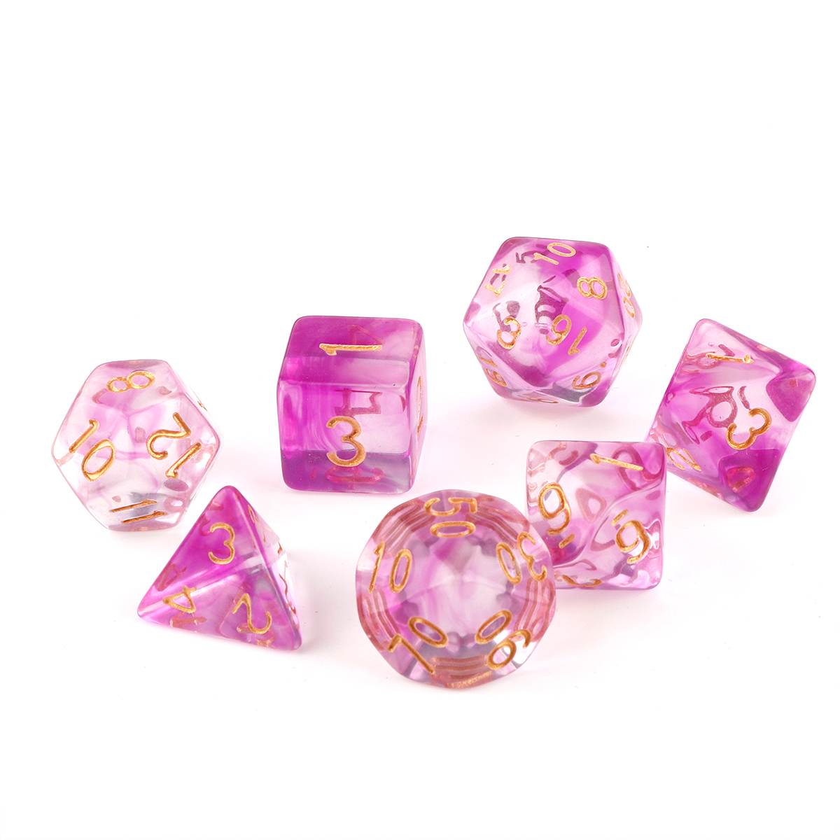 D20 Polyhedral 7 Piece Dice Set - Storm -  Purple