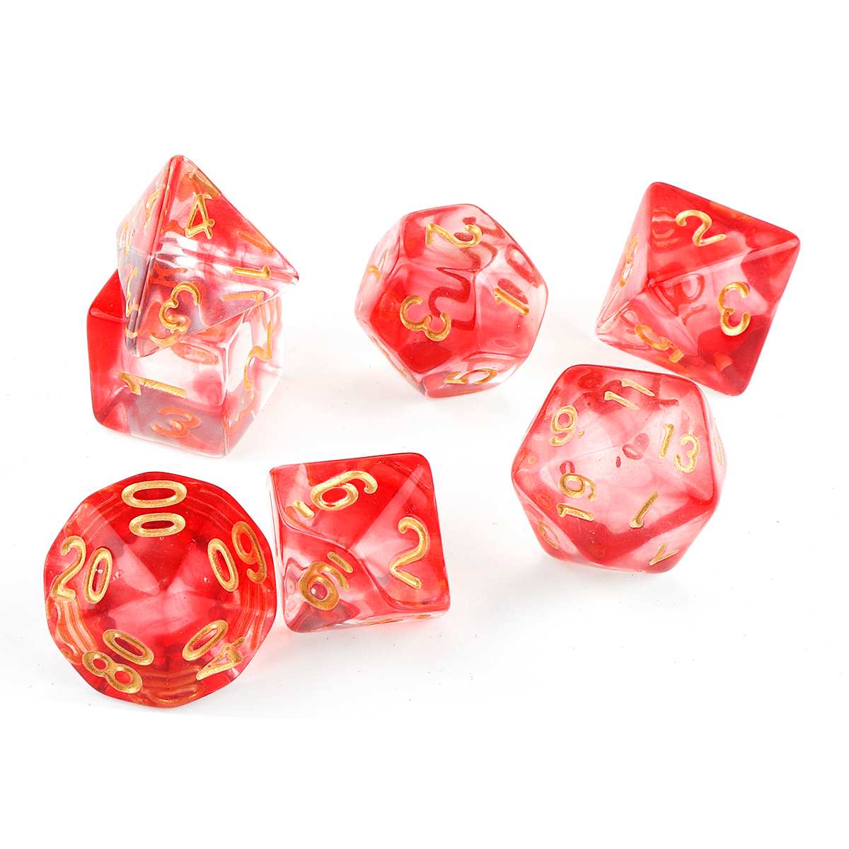 D20 Polyhedral 7 Piece Dice Set - Storm -  Red