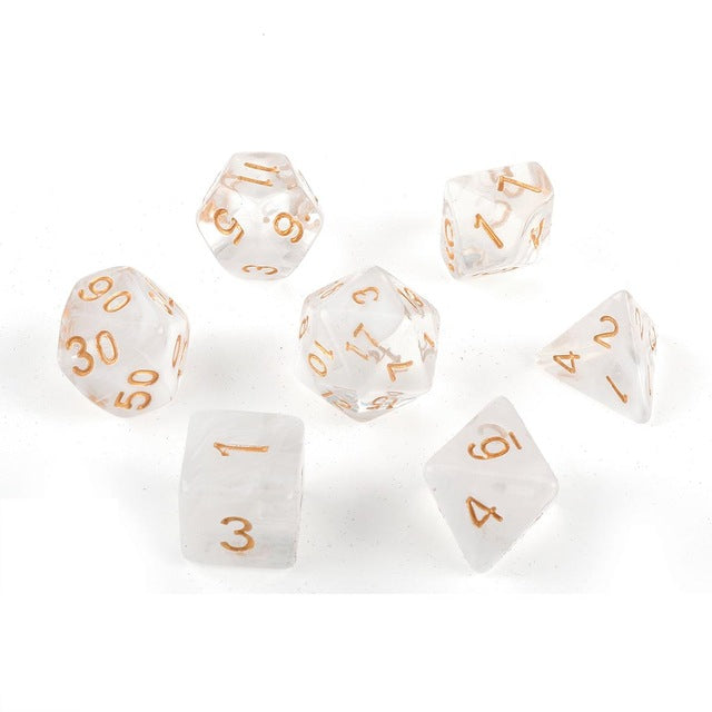 D20 Polyhedral 7 Piece Dice Set - Storm -  White
