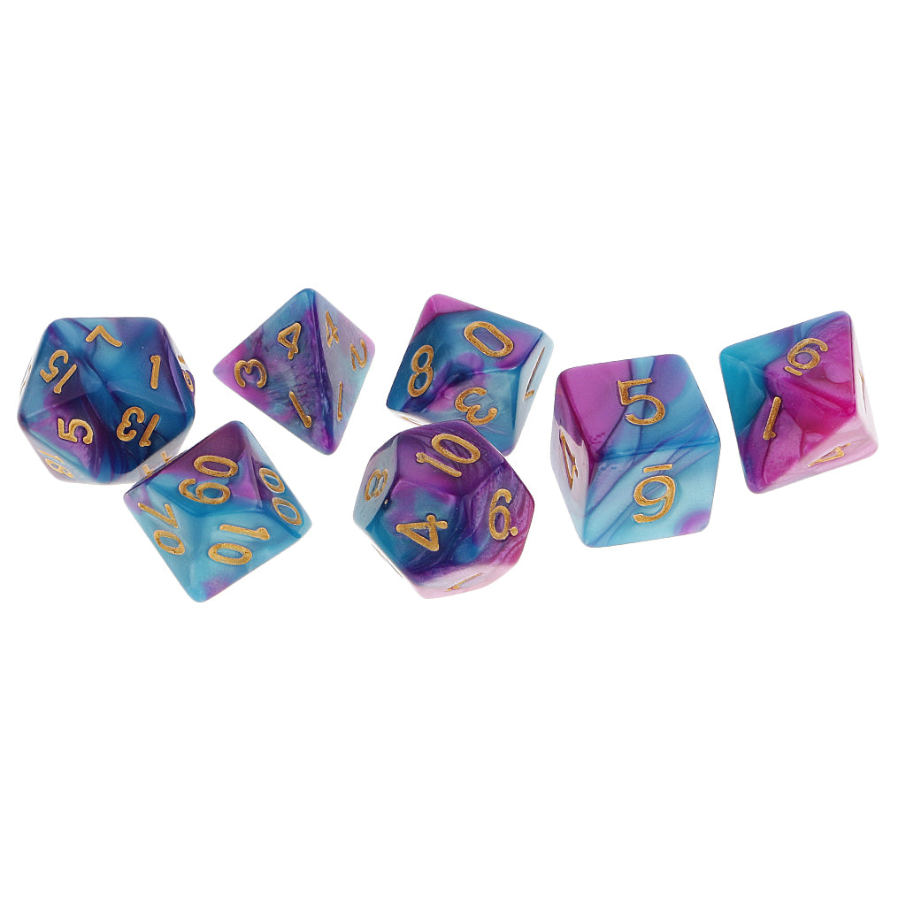 D20 Polyhedral 7 Piece Dice Set - Elemental - Purple/Light Blue