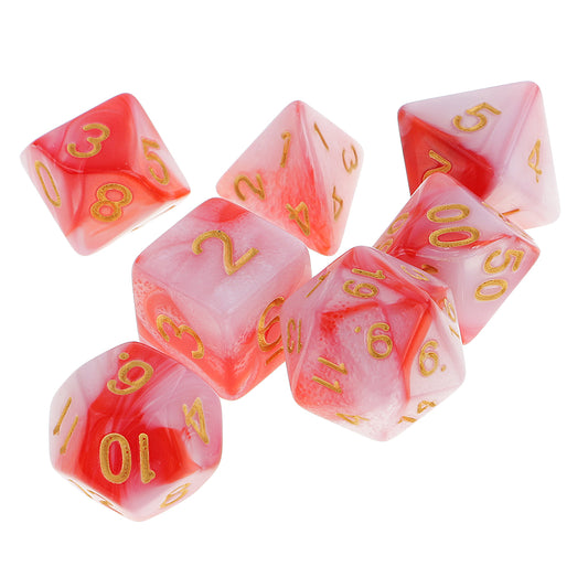 D20 Polyhedral 7 Piece Dice Set - Elemental - Red/White