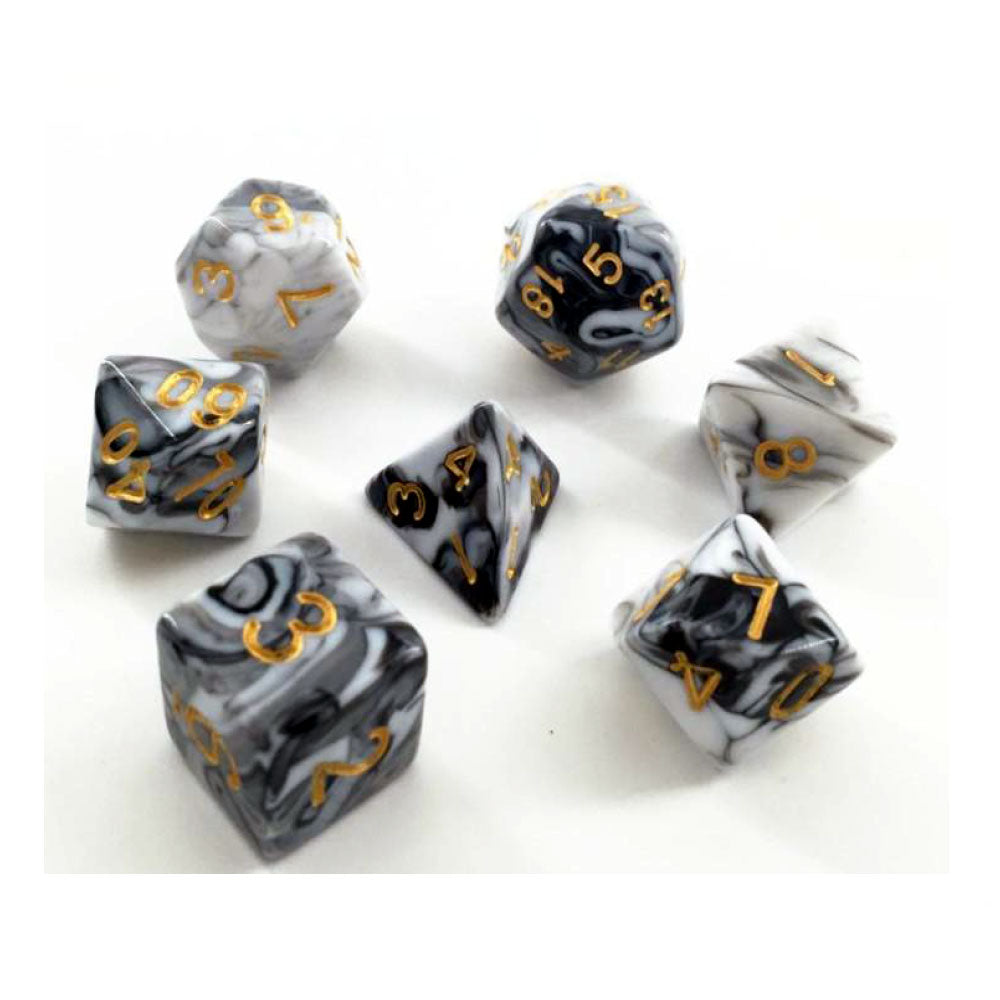 D20 Polyhedral 7 Piece Dice Set - Elemental - White/Black