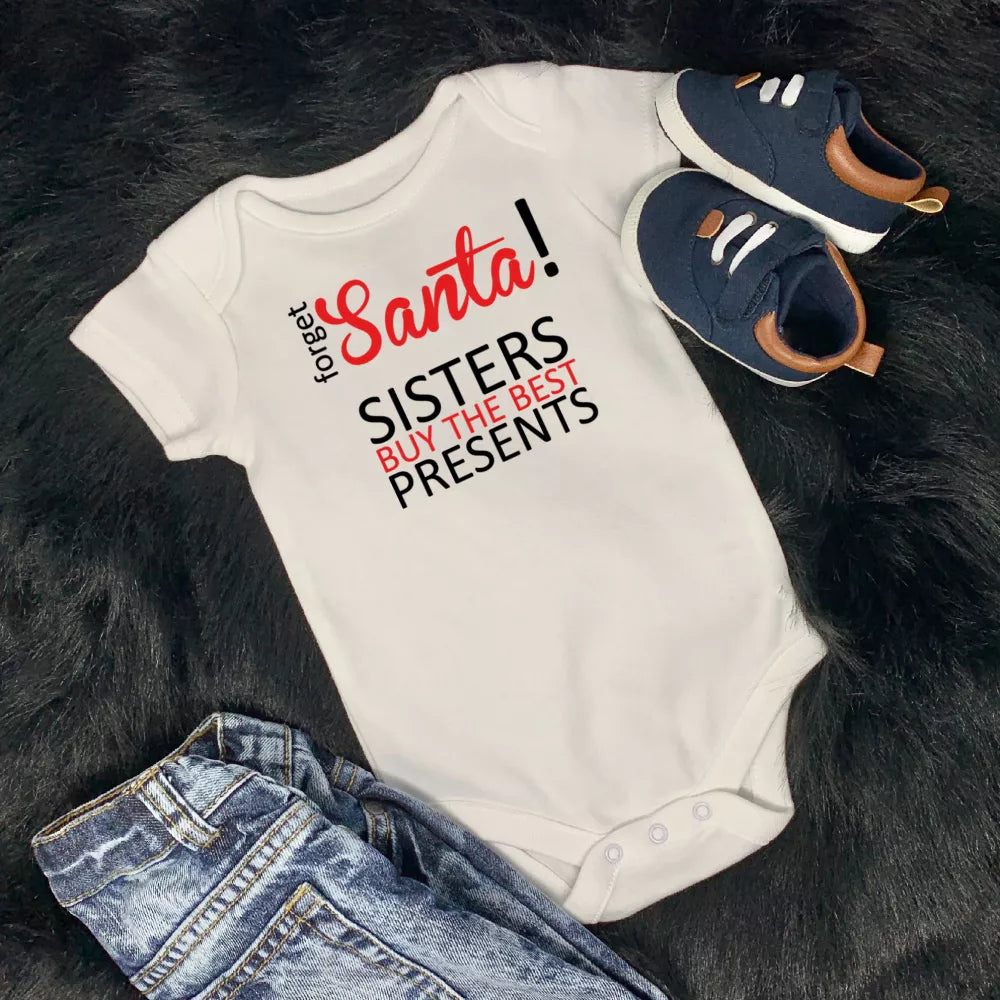 Forget Santa! Sisters Buy The Best Presents Babygrow