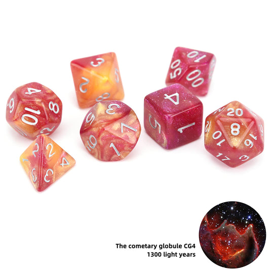 D20 Polyhedral 7 Piece Dice Set - Galaxy / Space - The Cometary Globule CG4