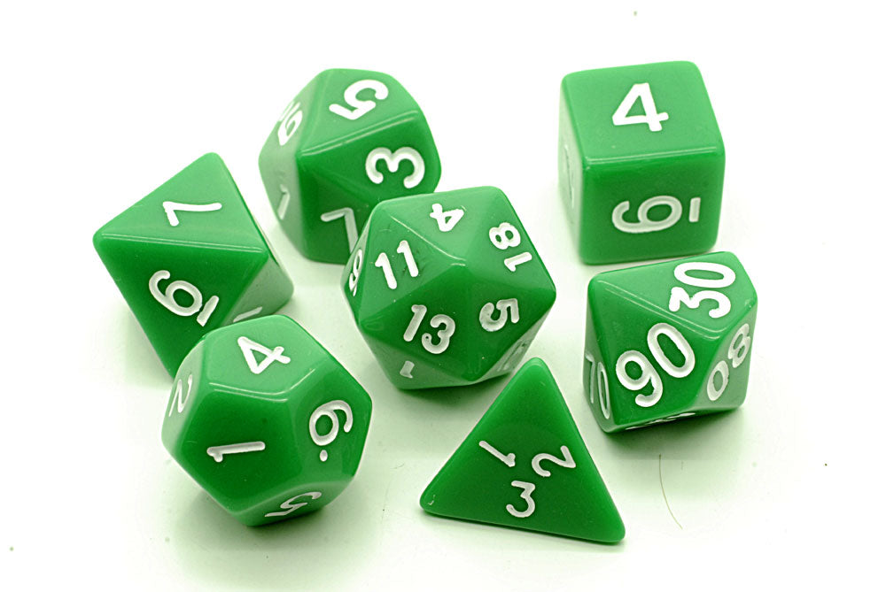 D20 Polyhedral 7 Piece Dice Set - Opaque - Green